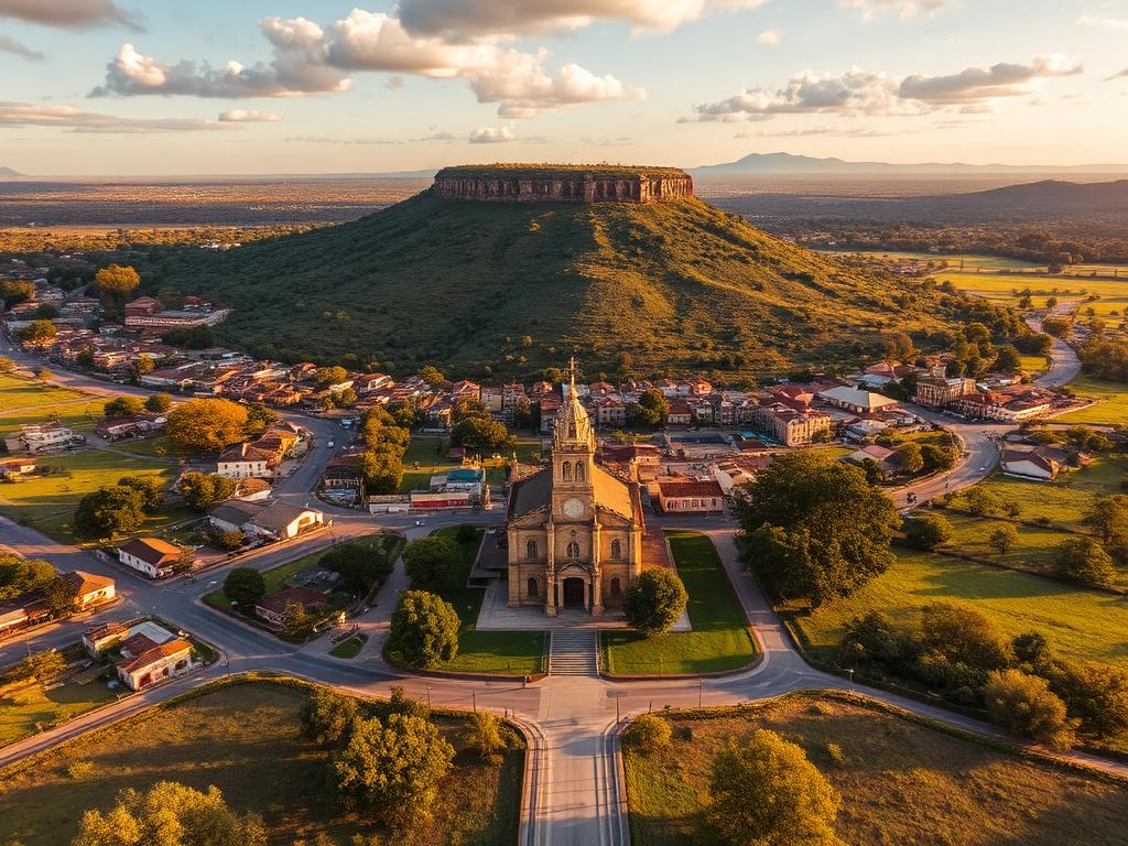 Vista aérea hiperrealista de Planaltina: A cidade que existia antes de Brasília.